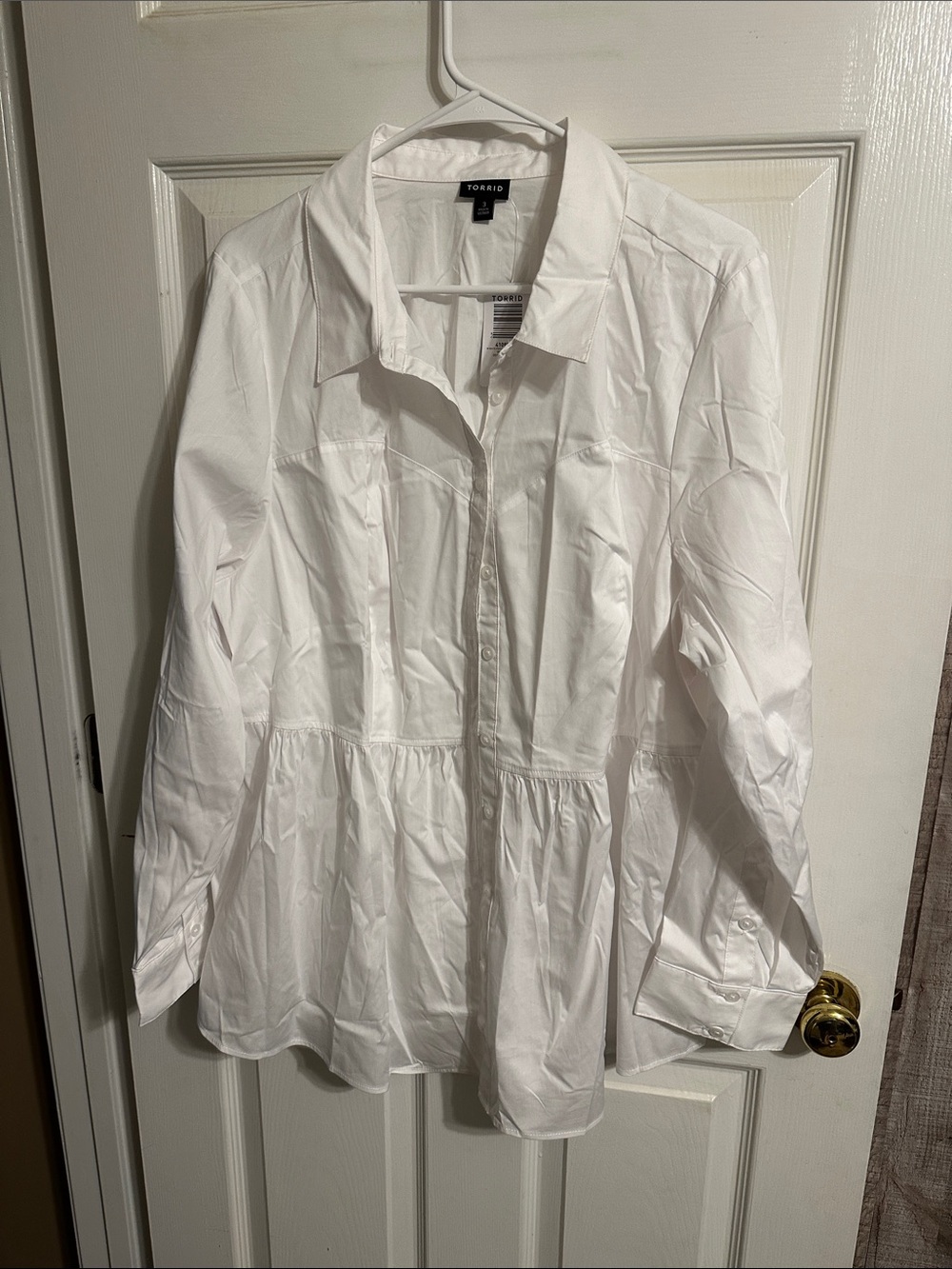 torrid White Peplum Button-Down Blouse
